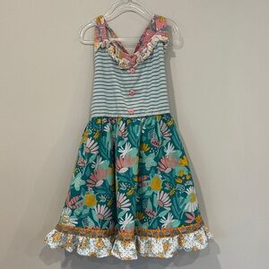 Wildflowers Meadow Greens Callye Daydream Believers Striped Floral Kids Dress